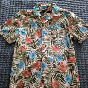 Edgar + Ash Floral Pattern Hawaiian Button-Down Shirt - Small